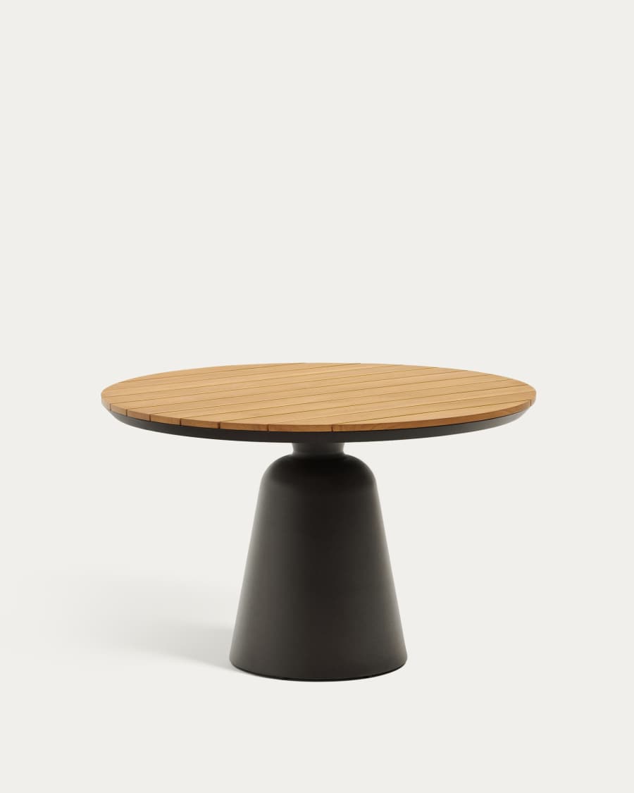 Tudons Outdoor-Tisch rund aus Aluminium mit grauem Finish und Teakholz FSC 100% Ø 120 cm