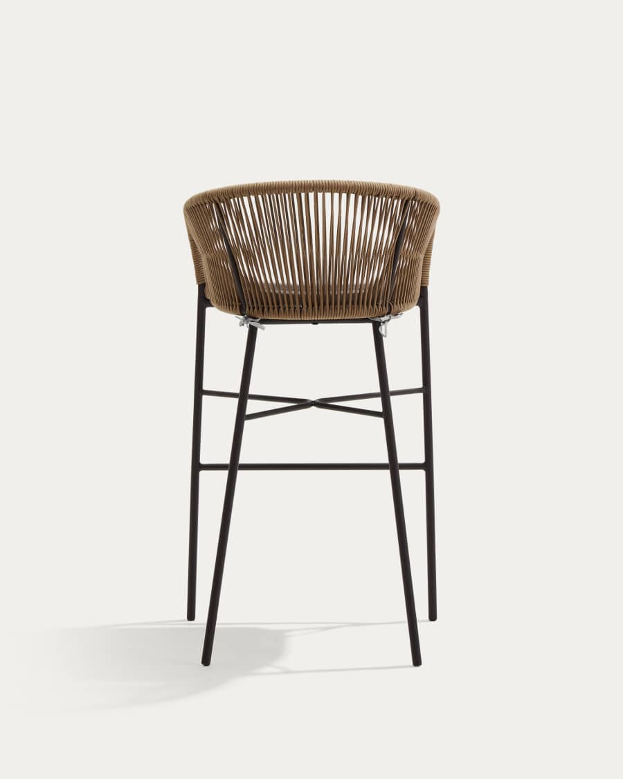 Yanet Hocker aus beigem Seil und verzinktem Stahl Höhe 80 cm