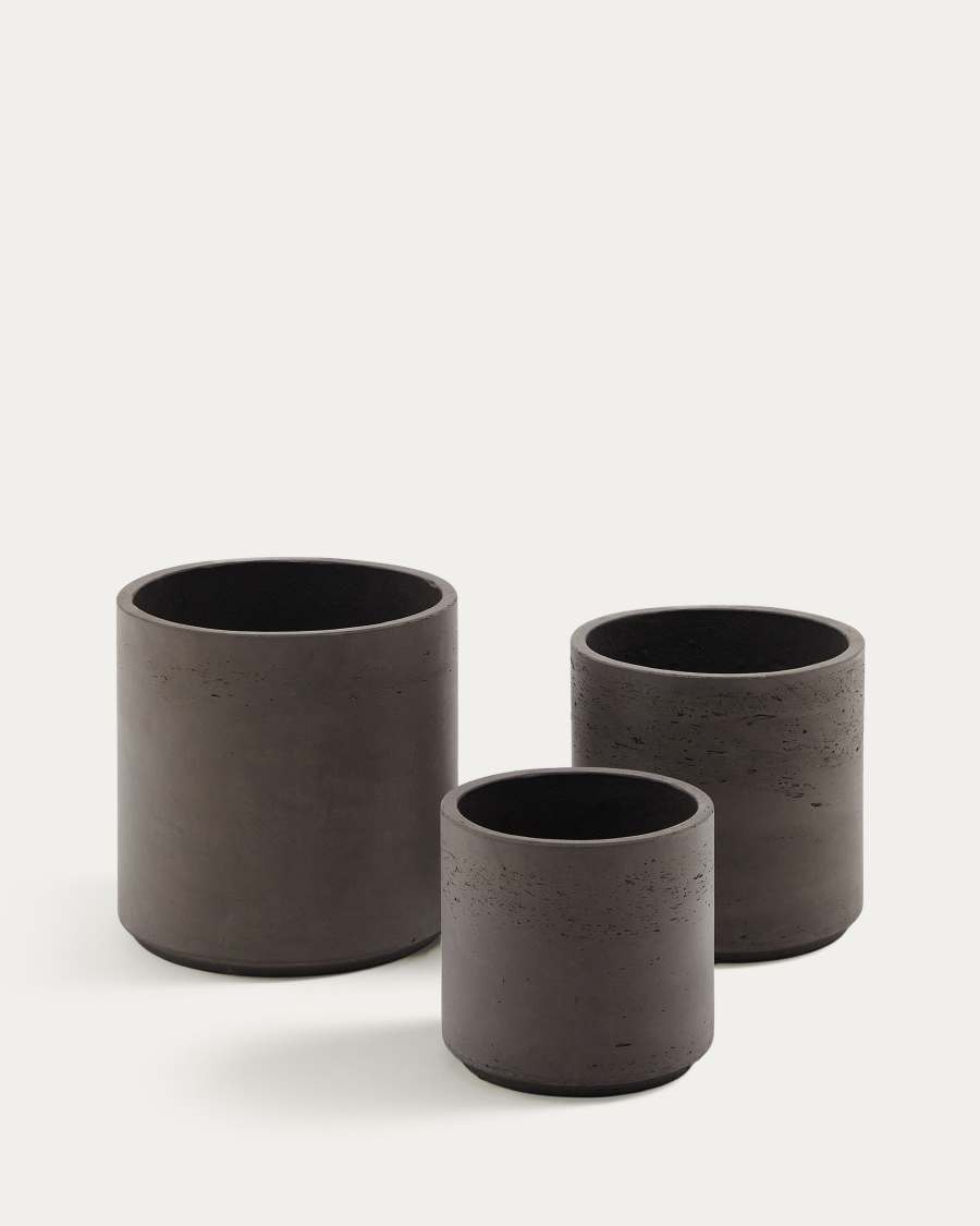 Sintina set of 3 grey cement and fiberglass plant pots Ø 23 cm / Ø 27.5 cm / 32 cm