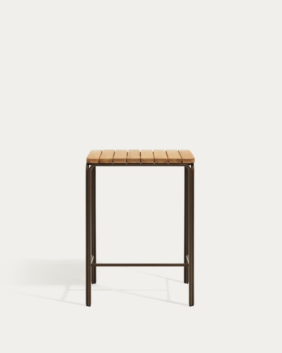 Salguer solid acacia & brown steel bar table, outdoor suitable, 70 x 70 cm FSC 100%