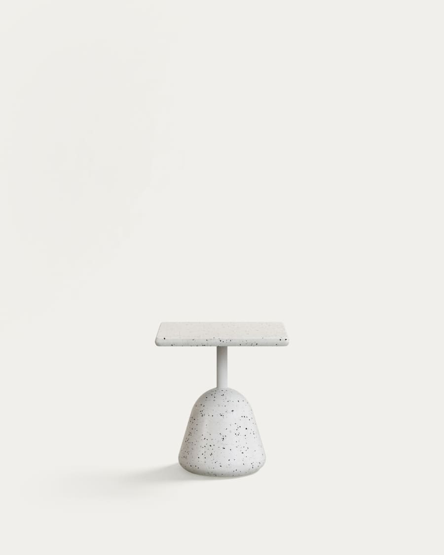 Table basse Saura avec plateau en terrazzo blanc et pied en terrazzo blanc 44x44x48cm