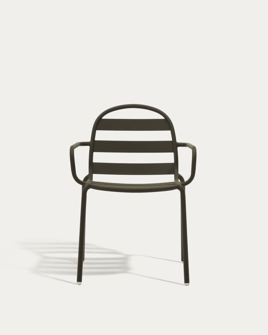 Joncols stackable outdoor aluminium chair with a powder coated green finish