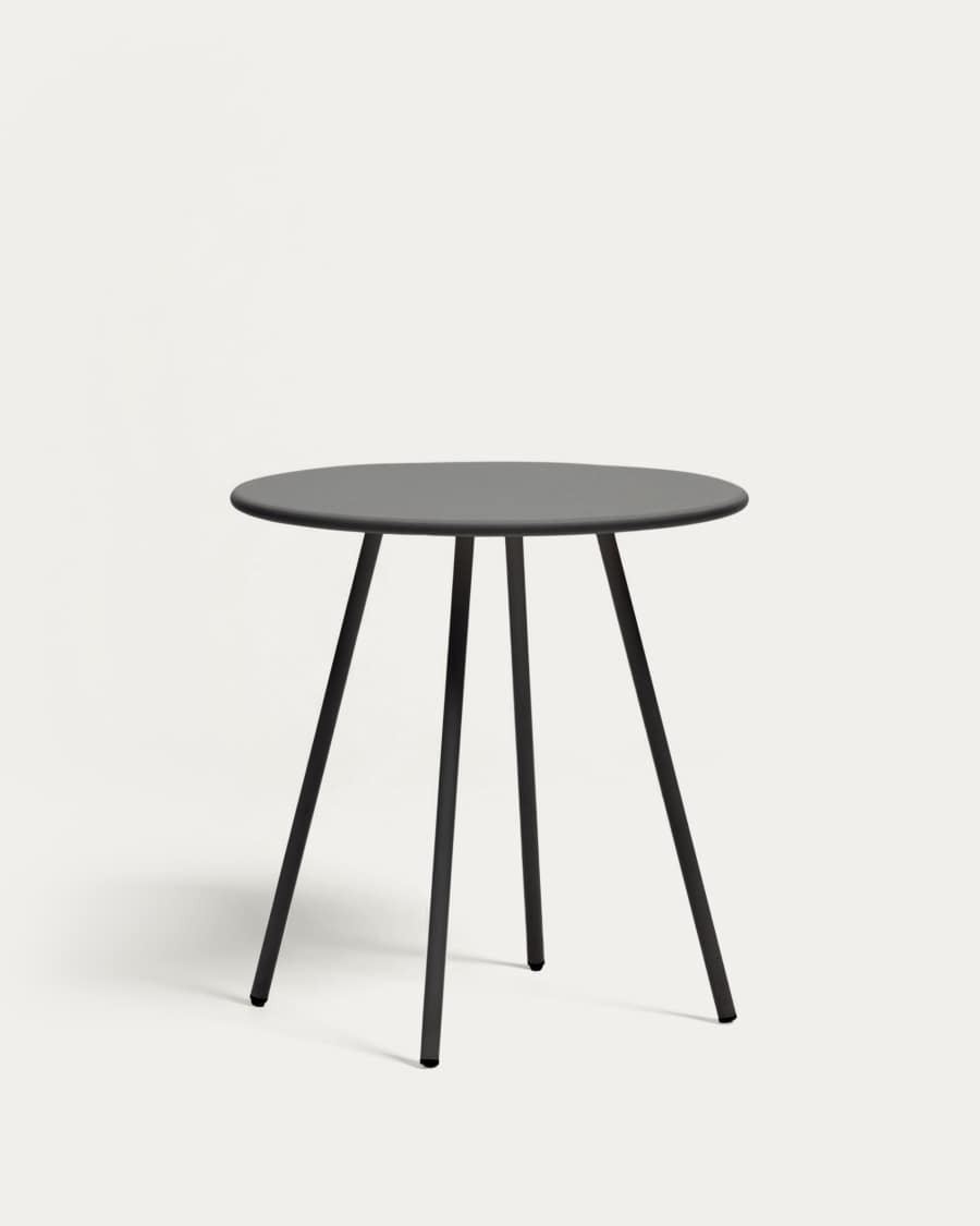 Montjoi round outdoor table in steel with a grey finish, Ø 70 cm