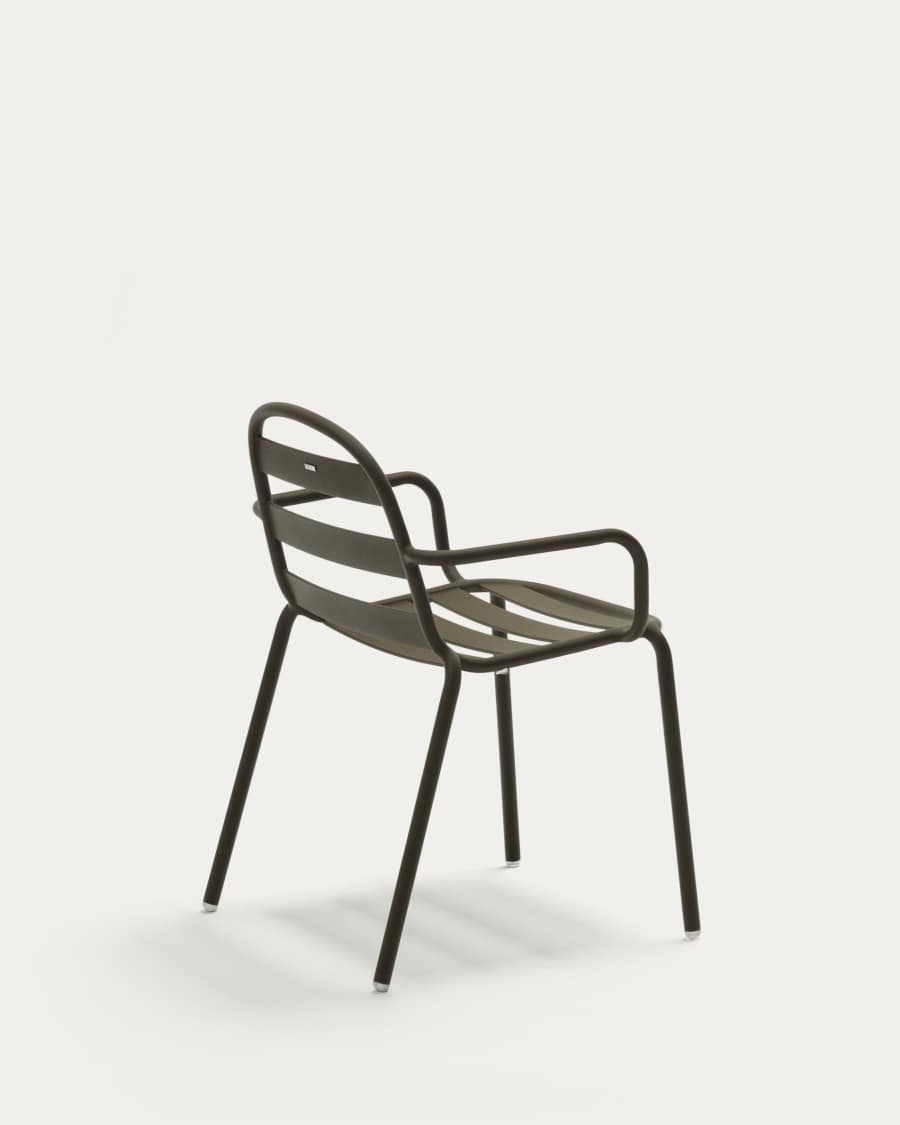 Joncols stackable outdoor aluminium chair with a powder coated green finish