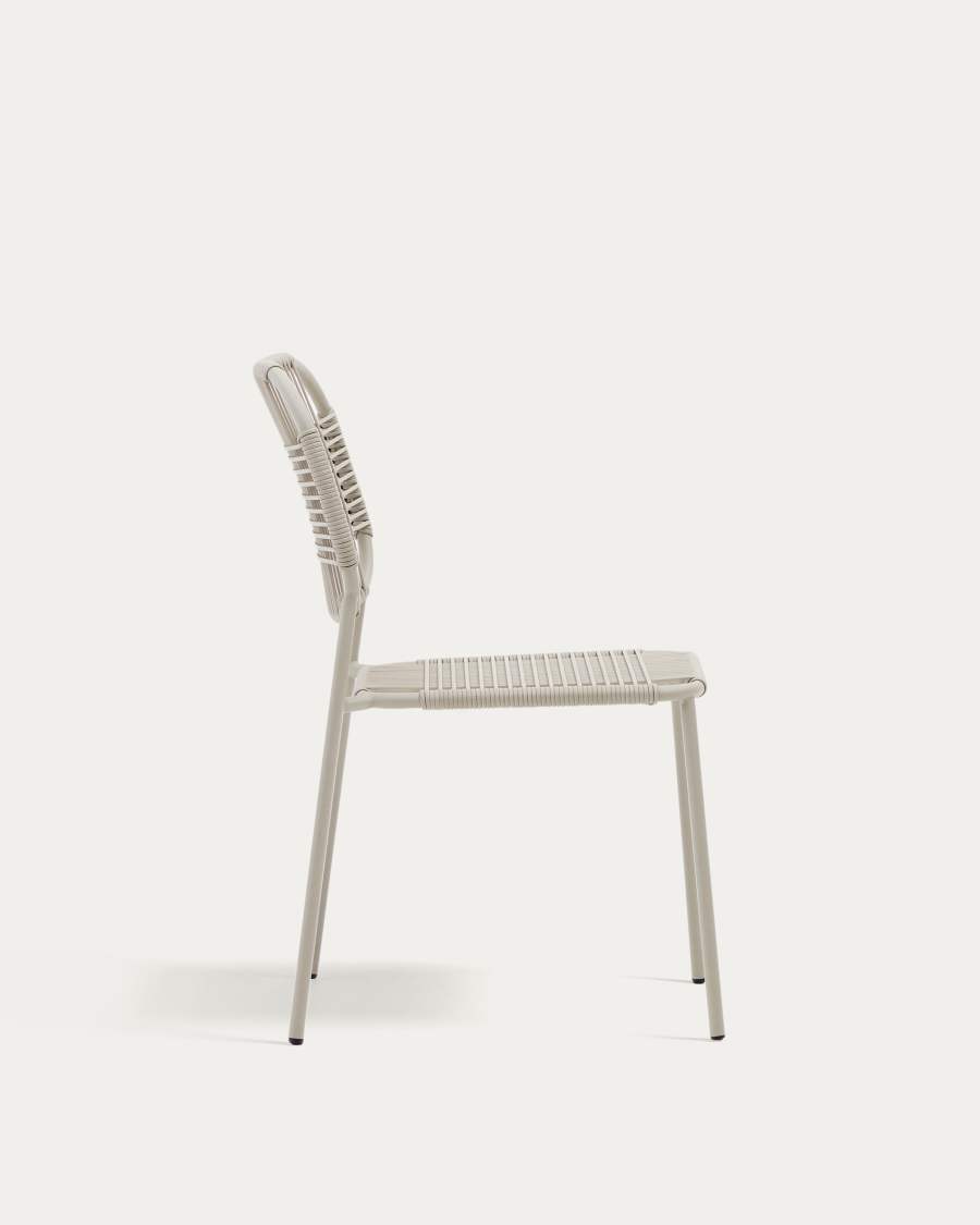 Talaier Outdoor Stuhl stapelbar aus synthetischem Seil und verzinktem Stahl beigefarbenes Finish