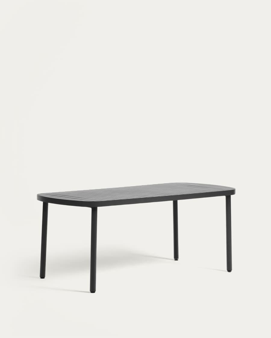 Joncols outdoor aluminium table with a powder coated grey finish, 180 x 90 cm