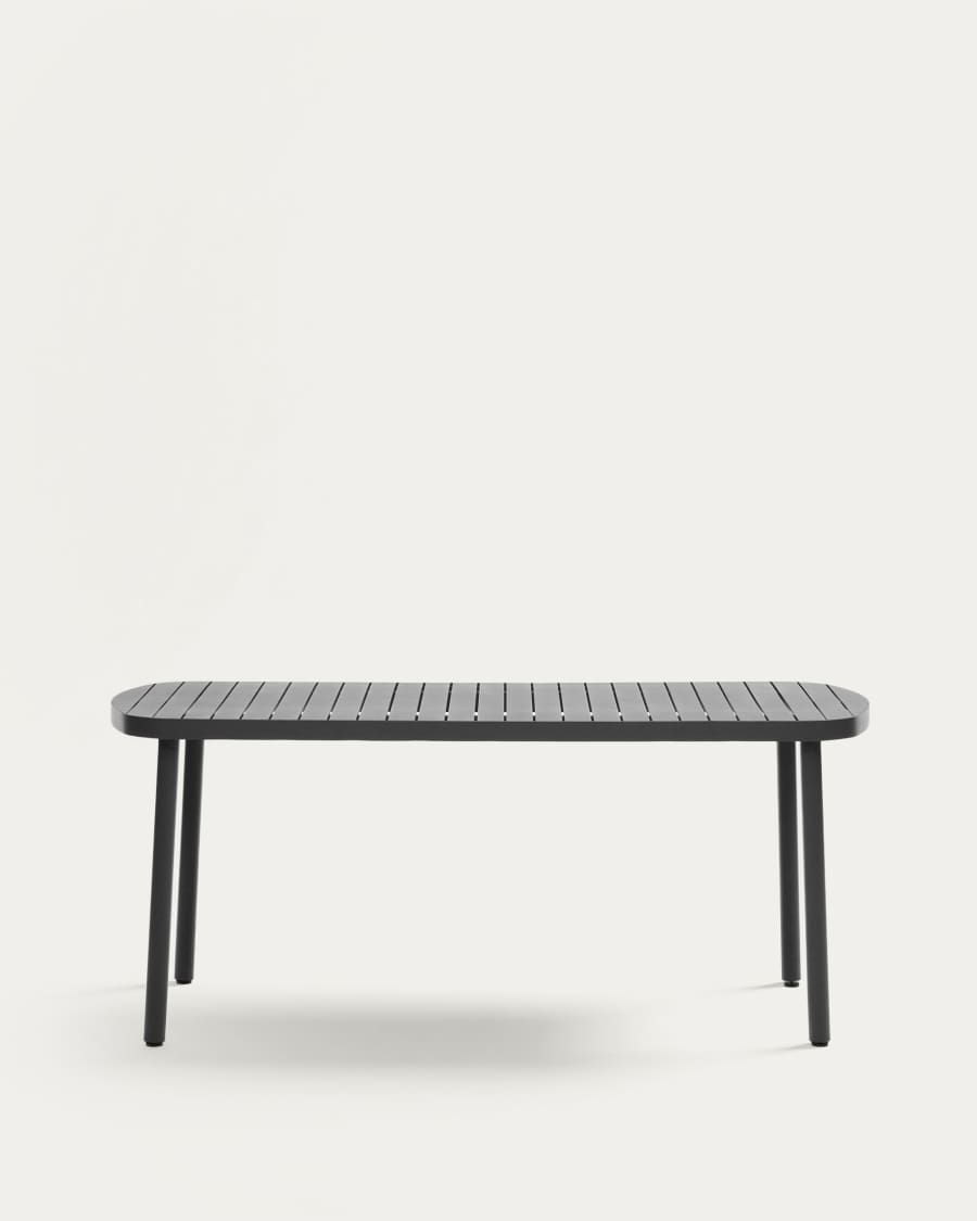 Joncols outdoor aluminium table with a powder coated grey finish, 180 x 90 cm