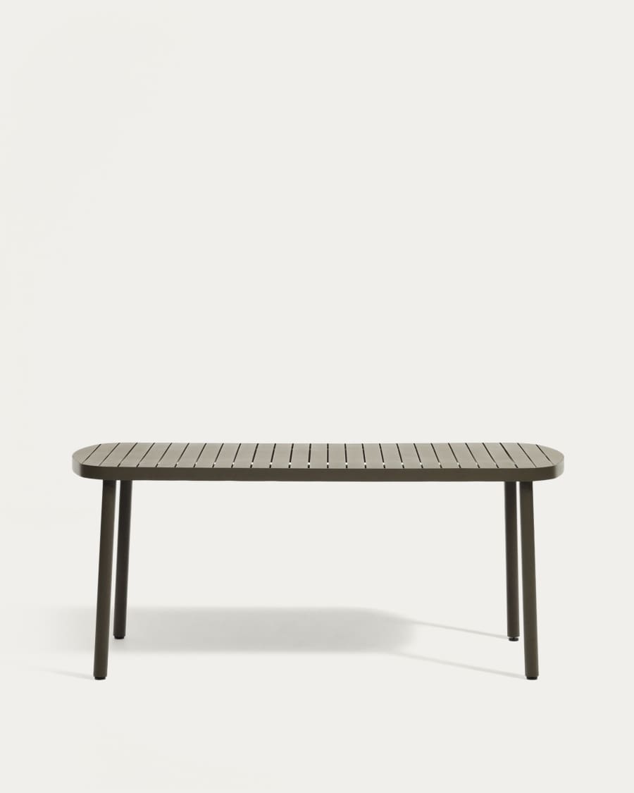 Joncols outdoor aluminium table with a powder coated green finish, 180 x 90 cm