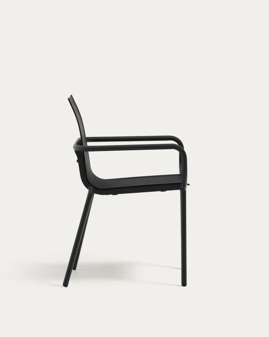 Cadira d'exterior apilable Galdana d'alumini amb acabat pintat de gris fosc