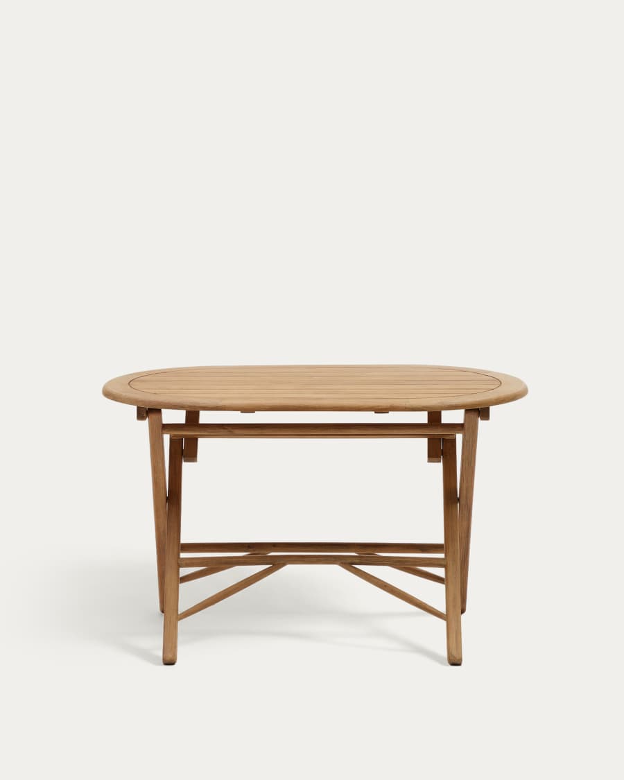 Dandara folding table in solid acacia wood natural finish, Ø 120 x 60 cm FSC 100%