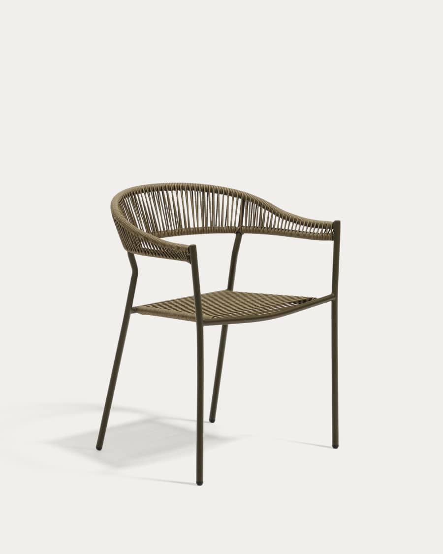 Futadera stapelbarer Gartenstuhl aus Kunststoffseil in Grün und Stahl mit grünem Finish