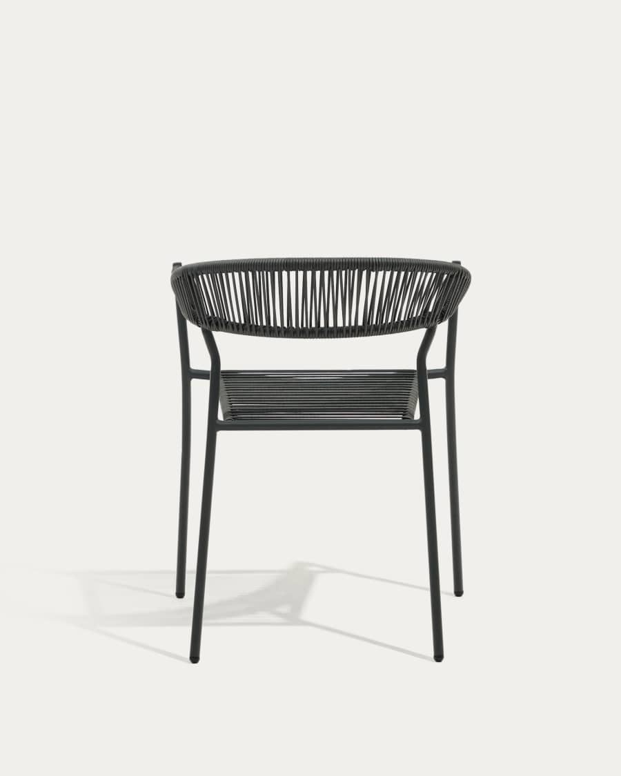 Futadera stackable outdoor chair in grey synthetic cord and grey painted steel