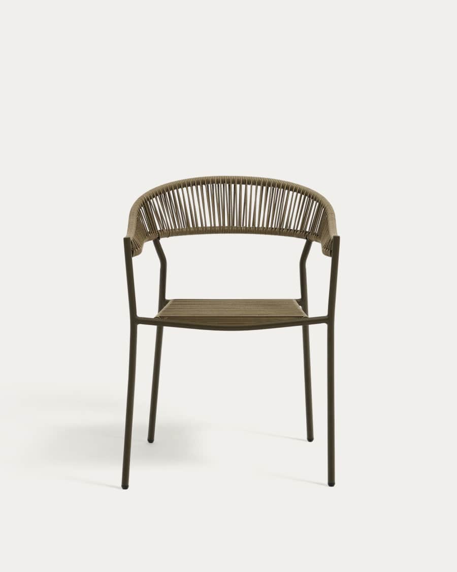 Futadera stapelbarer Gartenstuhl aus Kunststoffseil in Grün und Stahl mit grünem Finish