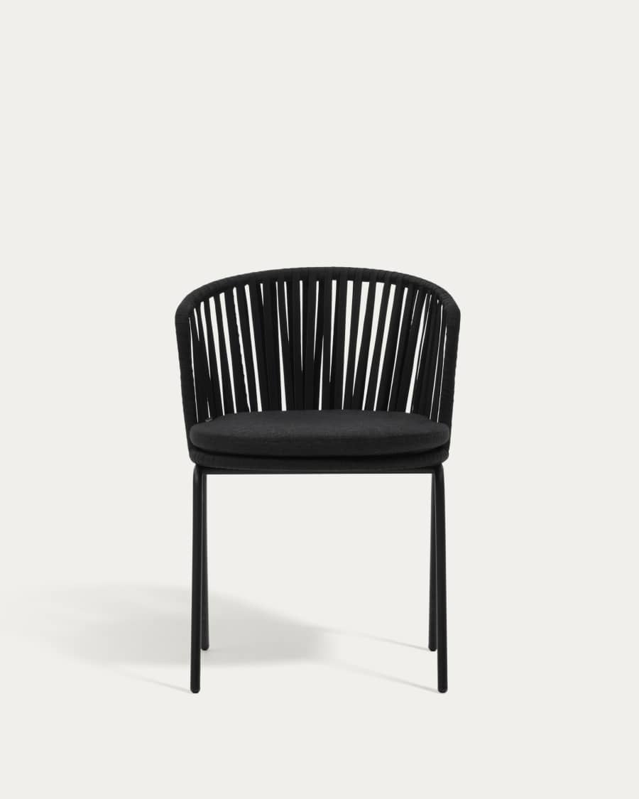 Saconca outdoor chair with cord and black galvanised steel