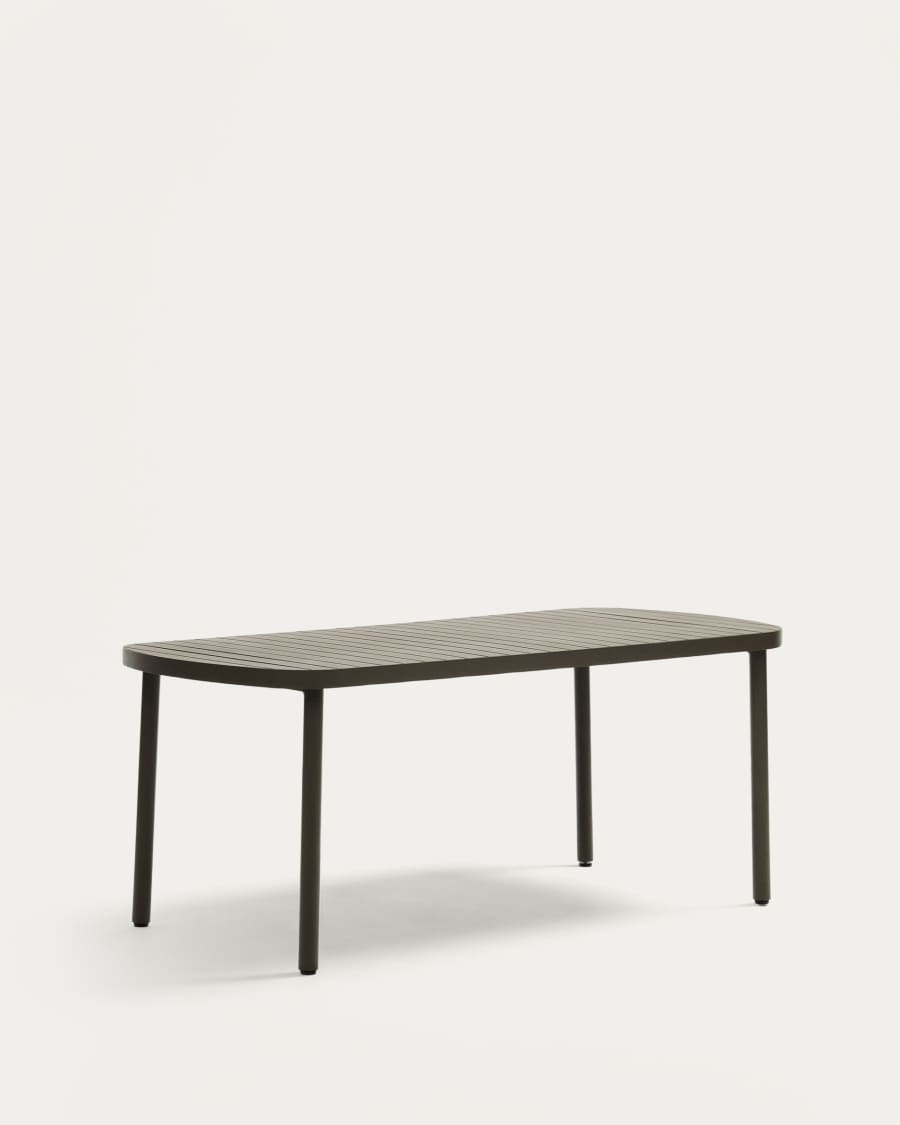 Joncols outdoor aluminium table with a powder coated green finish, 180 x 90 cm