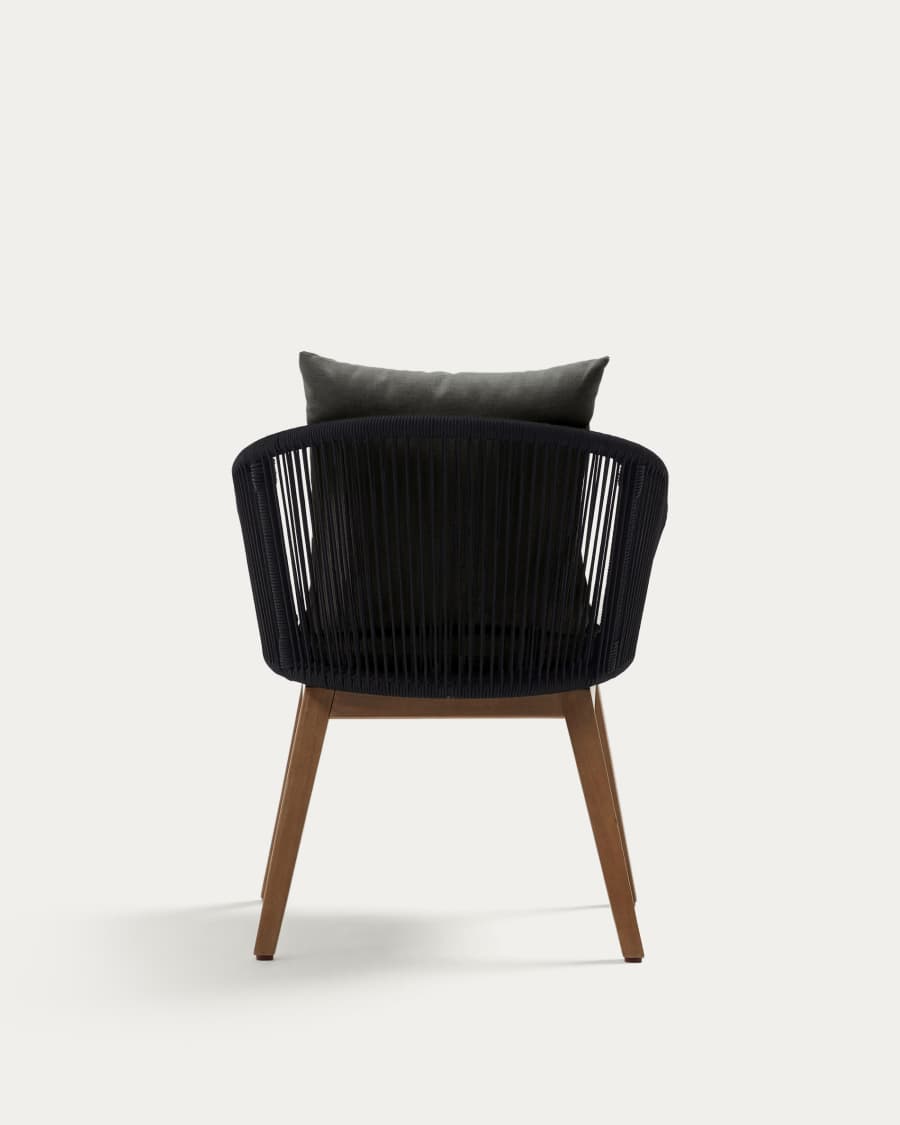 Portalo chair in black cord with solid acacia wood legs