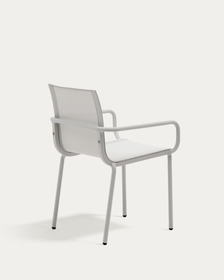 Galdana stackable outdoor chair made of aluminum with a light grey painted finish