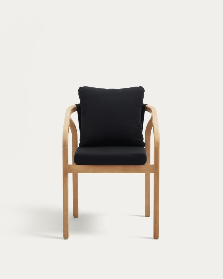 Chaise Malaret en bois d'eucalyptus et corde noire FSC