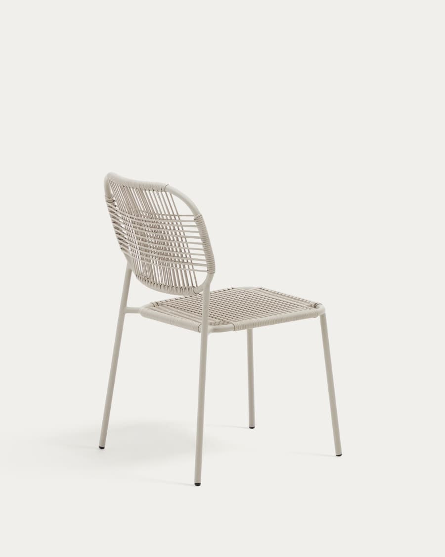 Talaier Outdoor Stuhl stapelbar aus synthetischem Seil und verzinktem Stahl beigefarbenes Finish