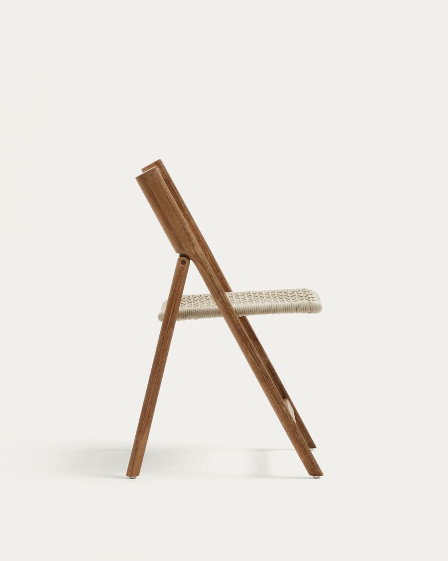 Dandara solid acacia wood folding chair, steel structure and white cord, FSC 100%