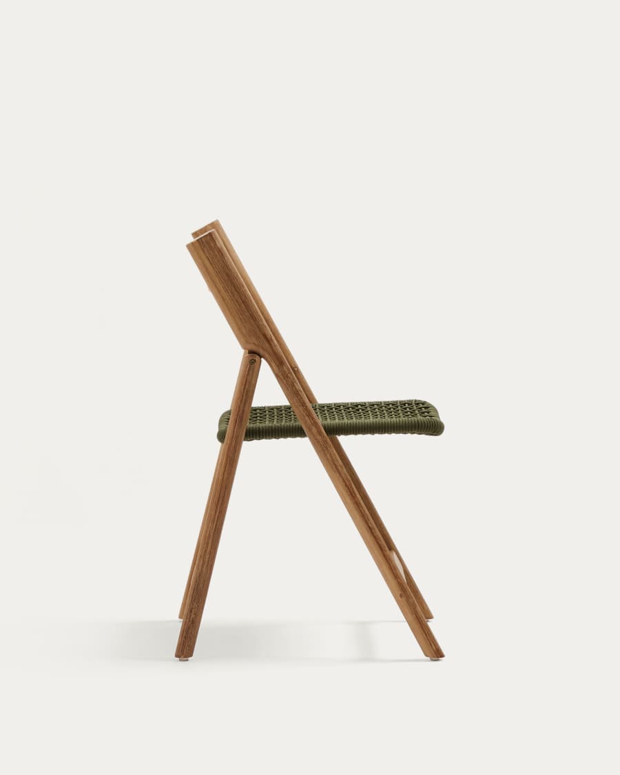 Dandara folding chair in solid acacia wood with steel structure and green cord FSC 100%