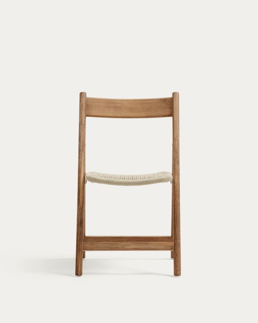 Dandara solid acacia wood folding chair, steel structure and white cord, FSC 100%