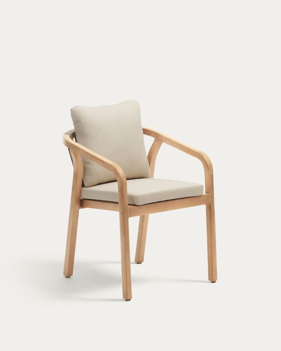 Malaret stapelbarer Stuhl aus massivem Eukalyptusholz und Seil in Beige FSC 100%