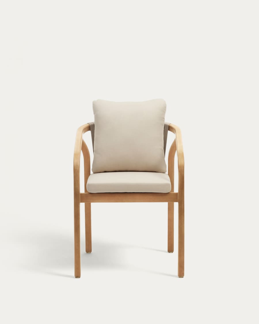 Malaret stapelbarer Stuhl aus massivem Eukalyptusholz und Seil in Beige FSC 100%