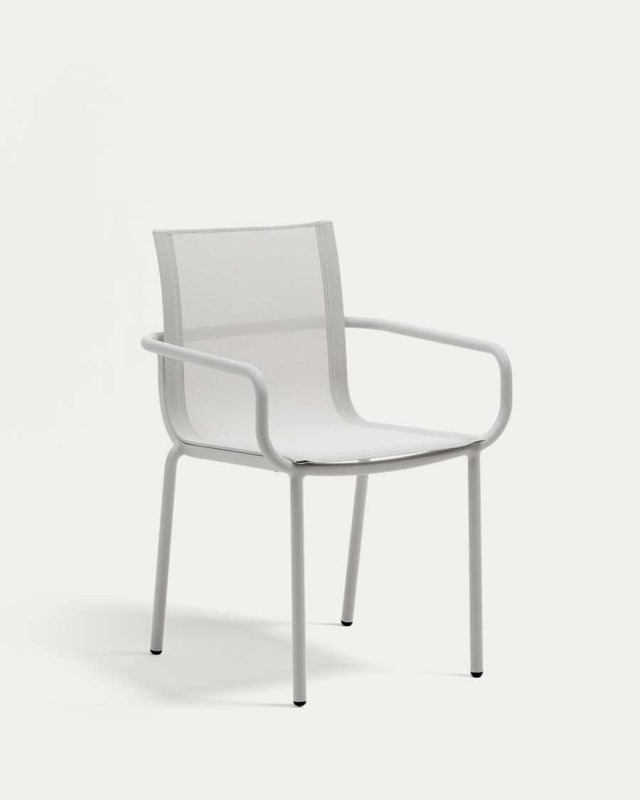 Galdana stackable outdoor chair made of aluminum with a light grey painted finish
