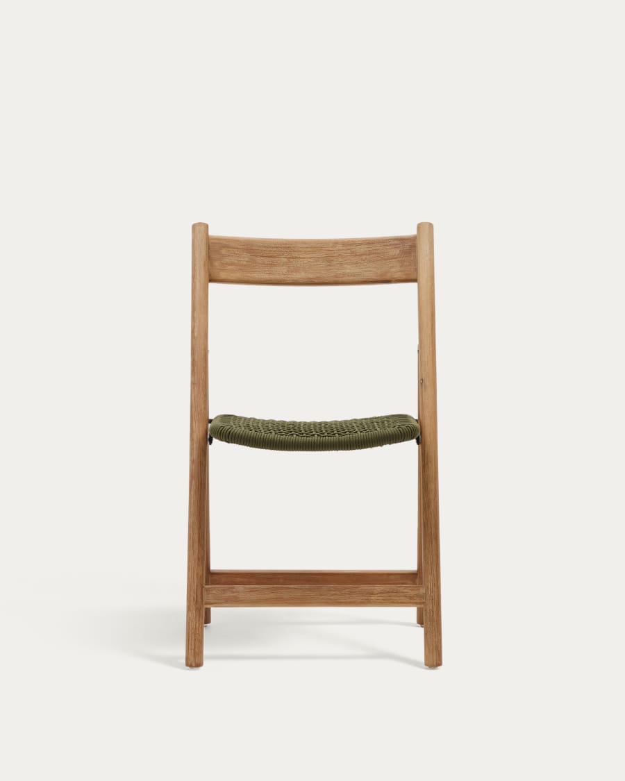 Dandara folding chair in solid acacia wood with steel structure and green cord FSC 100%
