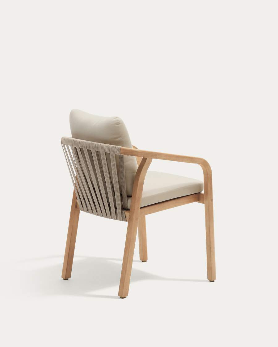 Malaret stapelbarer Stuhl aus massivem Eukalyptusholz und Seil in Beige FSC 100%