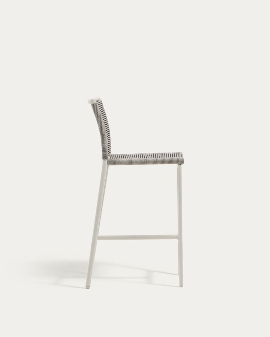 Culip outdoor stool made of rope cord and white aluminium, 65 cm