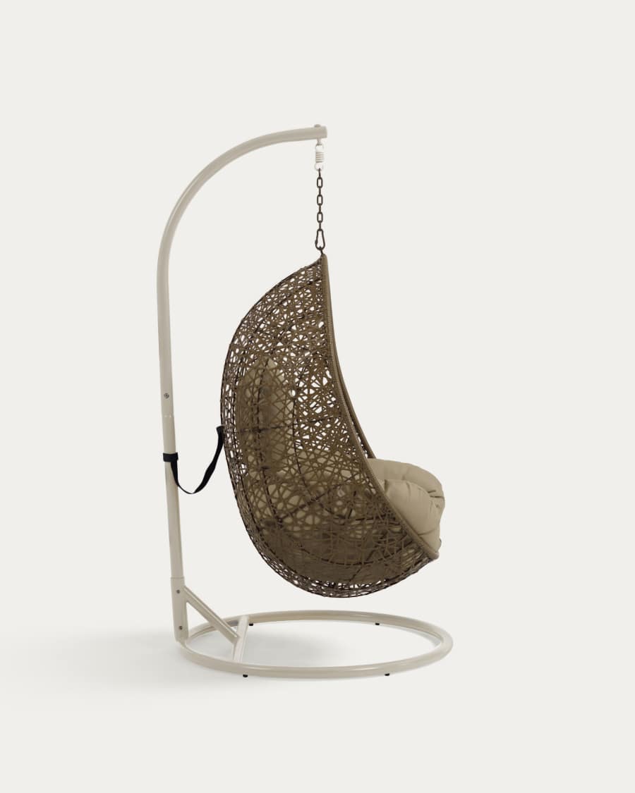 Hanging armchair with light grey Florina brown feet
