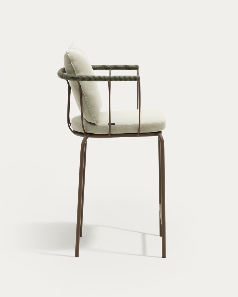 Salguer stapelbarer Hocker aus Seil und Stahl mit Finish in Braun 66 cm