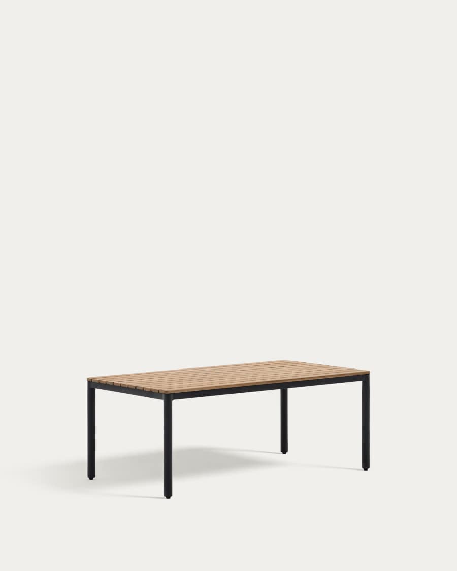 Aiguafreda set, 2 seater sofa, 2 chairs & coffee table made from grey aluminium & acacia