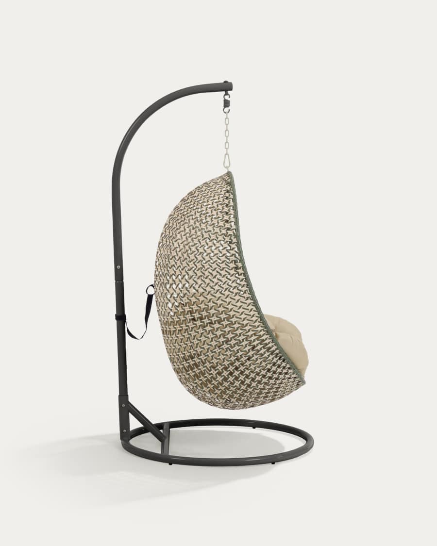 Butaca penjant amb peu gris fosc Cira multicolor