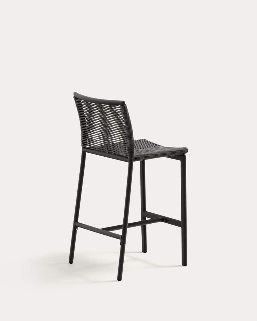 Culip outdoor stool made of rope cord and grey aluminum 65 cm