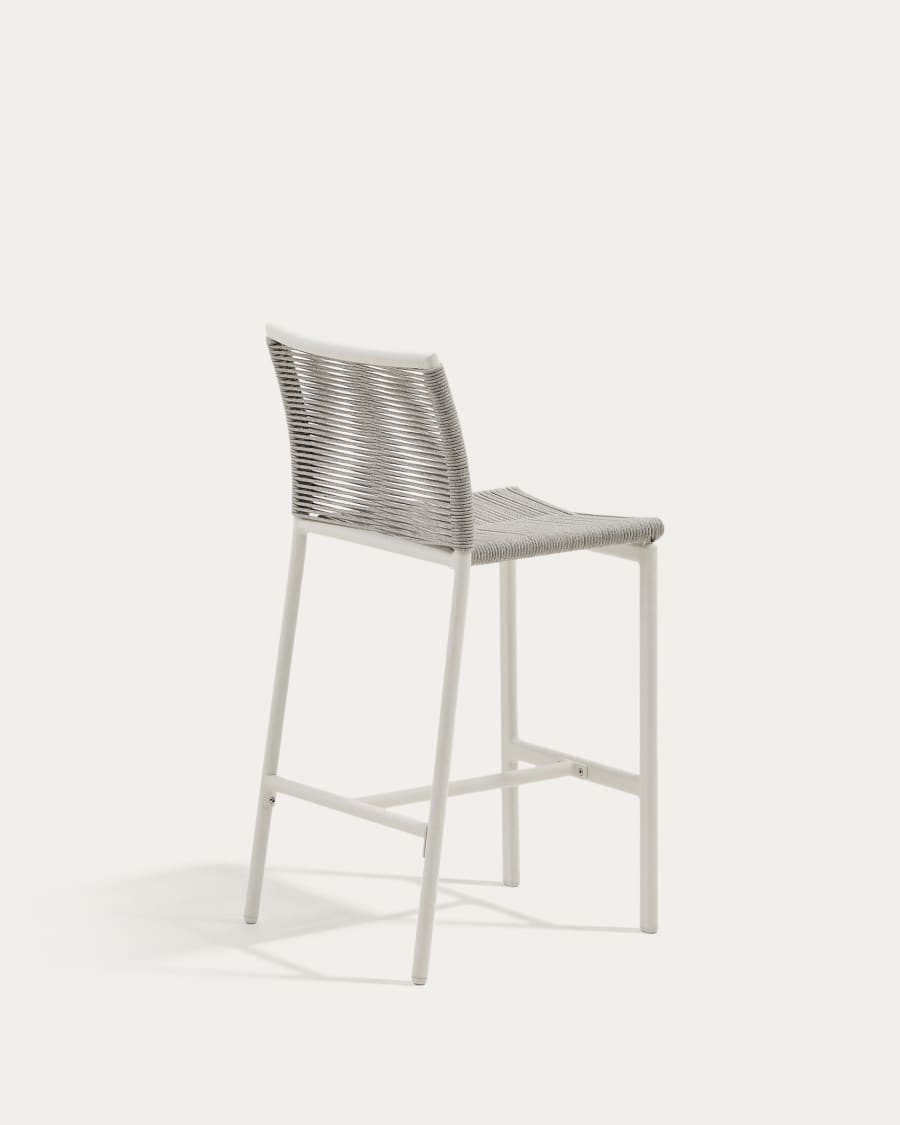 Culip outdoor stool made of rope cord and white aluminium, 65 cm