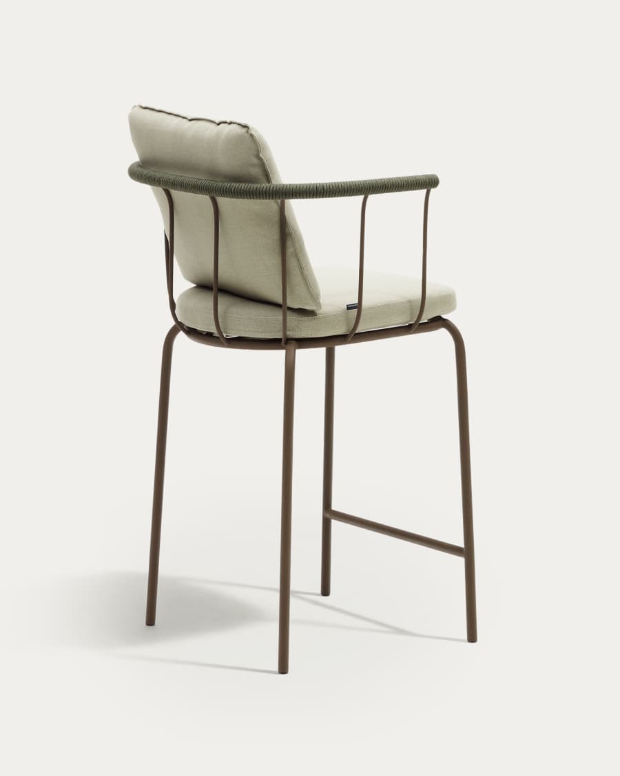 Salguer stapelbarer Hocker aus Seil und Stahl mit Finish in Braun 66 cm