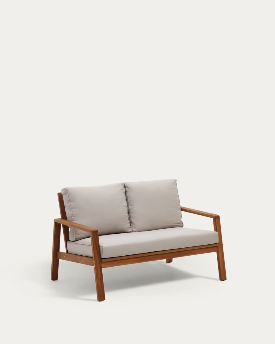 Ensemble Frares de canapé 2 places, 2 fauteuils et table basse en bois d'acacia