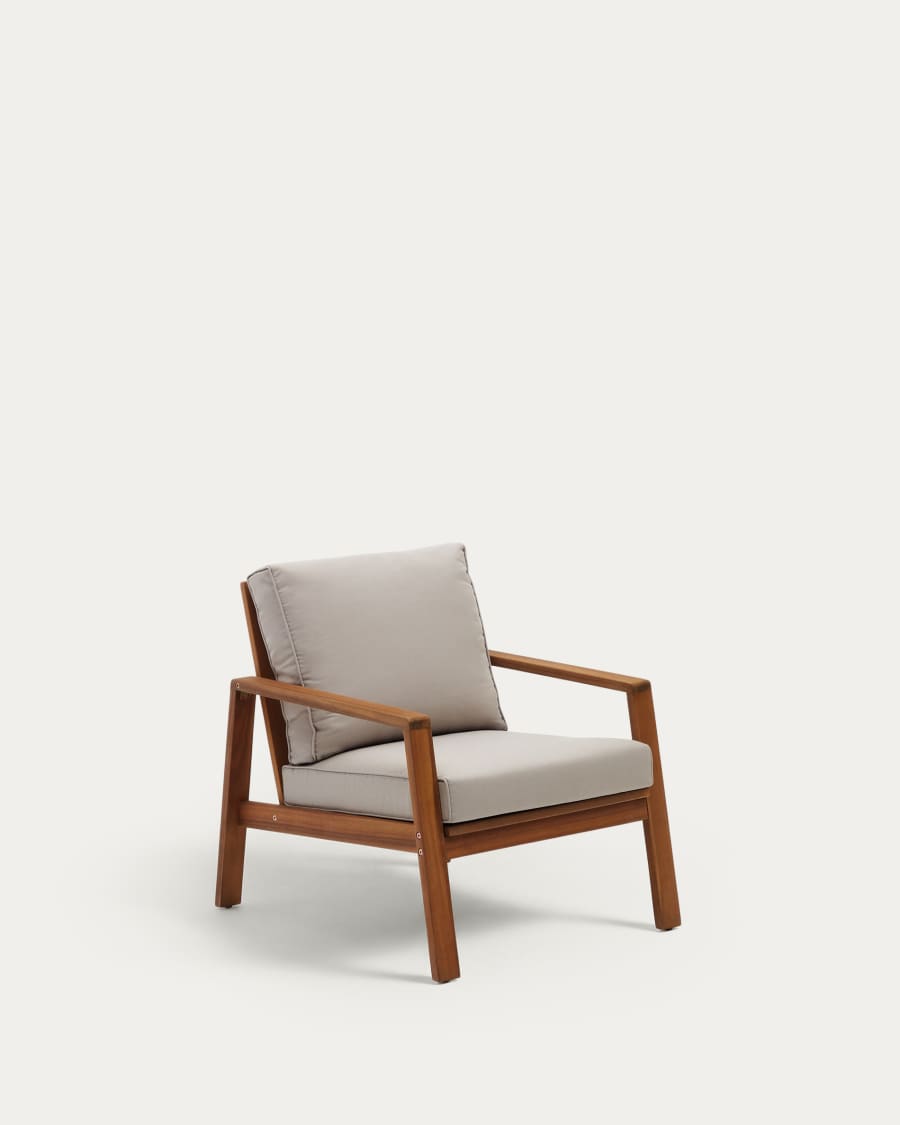 Ensemble Frares de canapé 2 places, 2 fauteuils et table basse en bois d'acacia