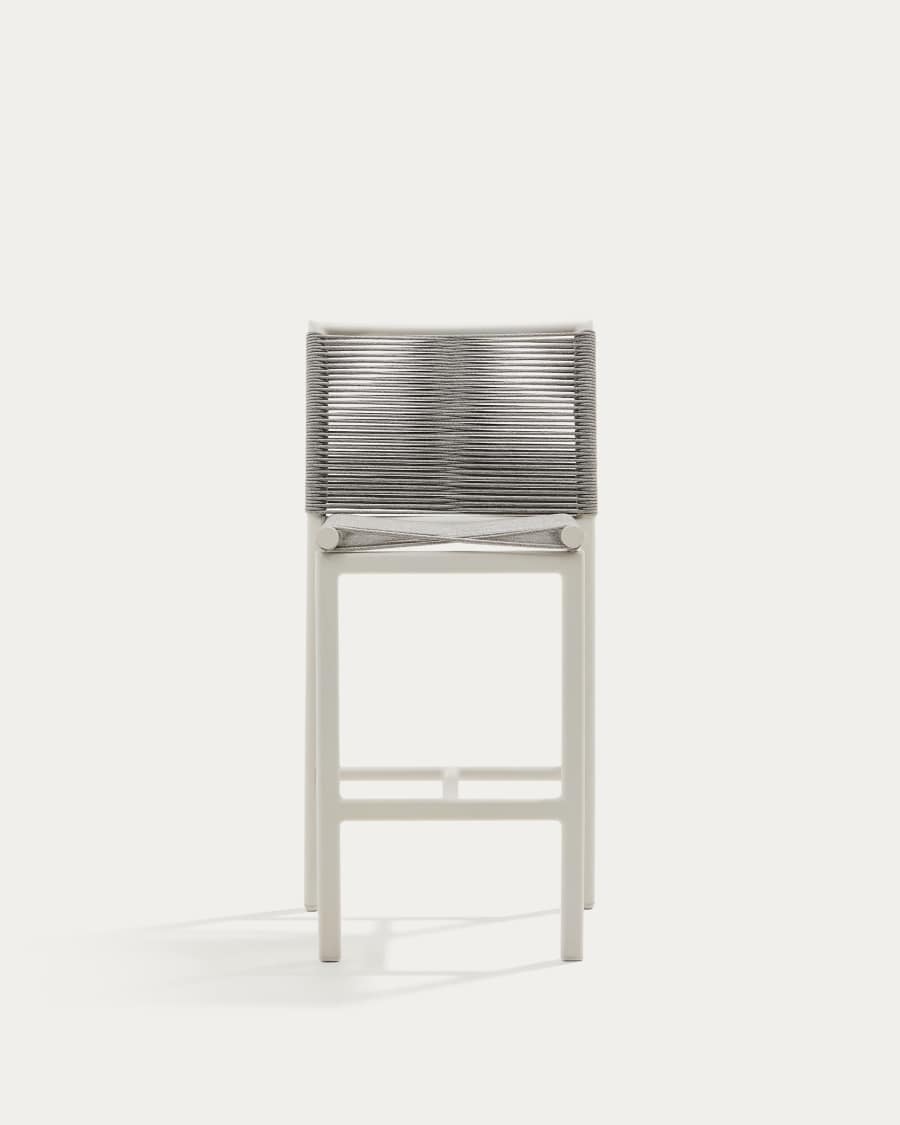 Culip outdoor stool made of rope cord and white aluminium, 65 cm