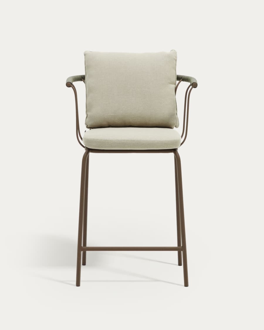 Salguer stapelbarer Hocker aus Seil und Stahl mit Finish in Braun 66 cm