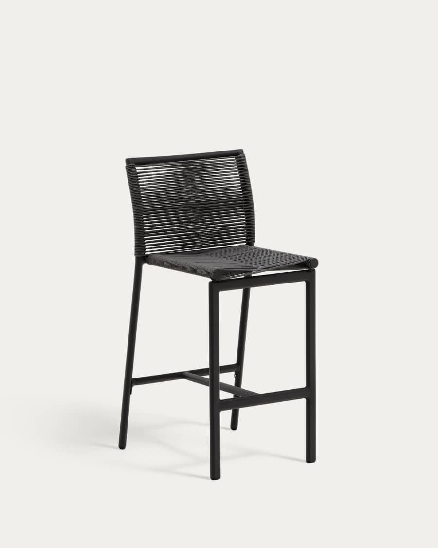 Culip outdoor stool made of rope cord and grey aluminum 65 cm