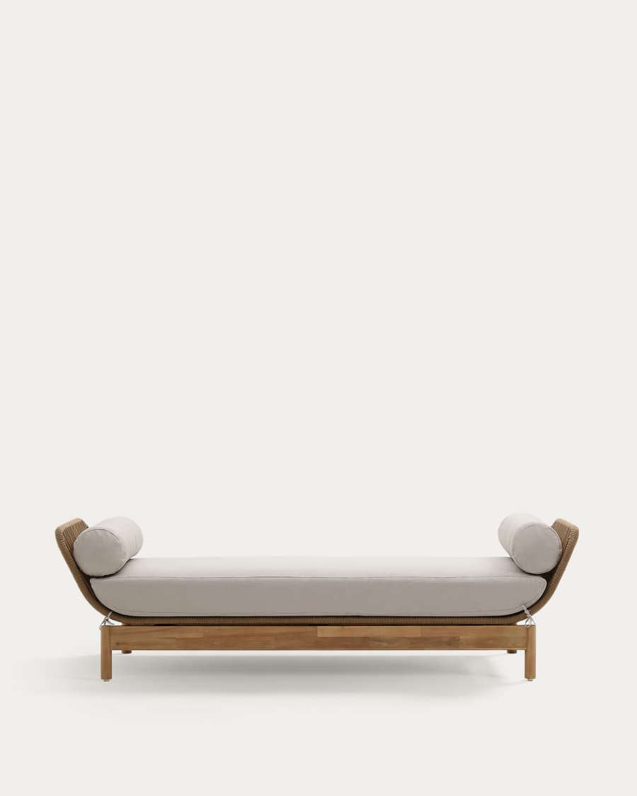 Catalina sun lounger, in beige cord and solid FSC 100% acacia wood