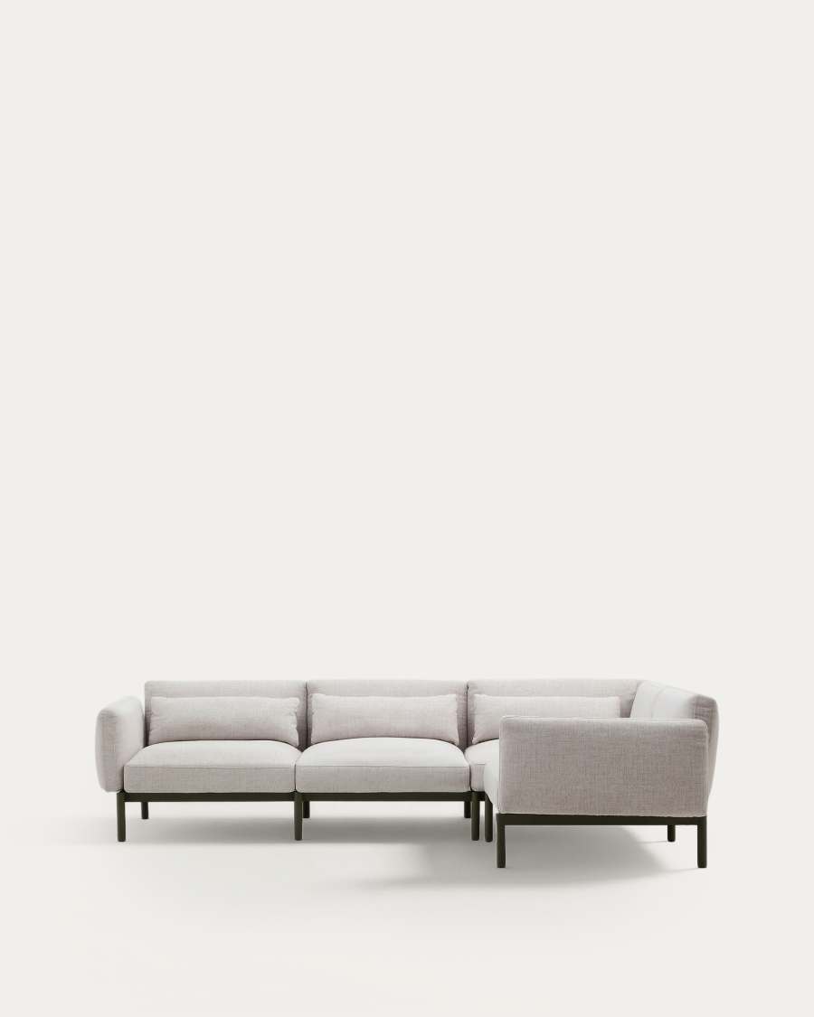 Sorells modular 5-seater outdoor corner sofa in aluminium with green finish 276 x 191,5 cm