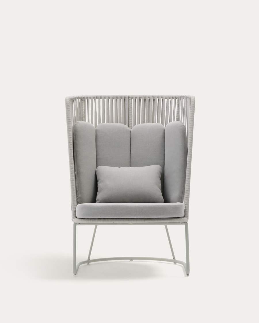 Outdoor-Sessel mit hoher Rückenlehne Saconca aus Seil und grau verzinktem Stahl
