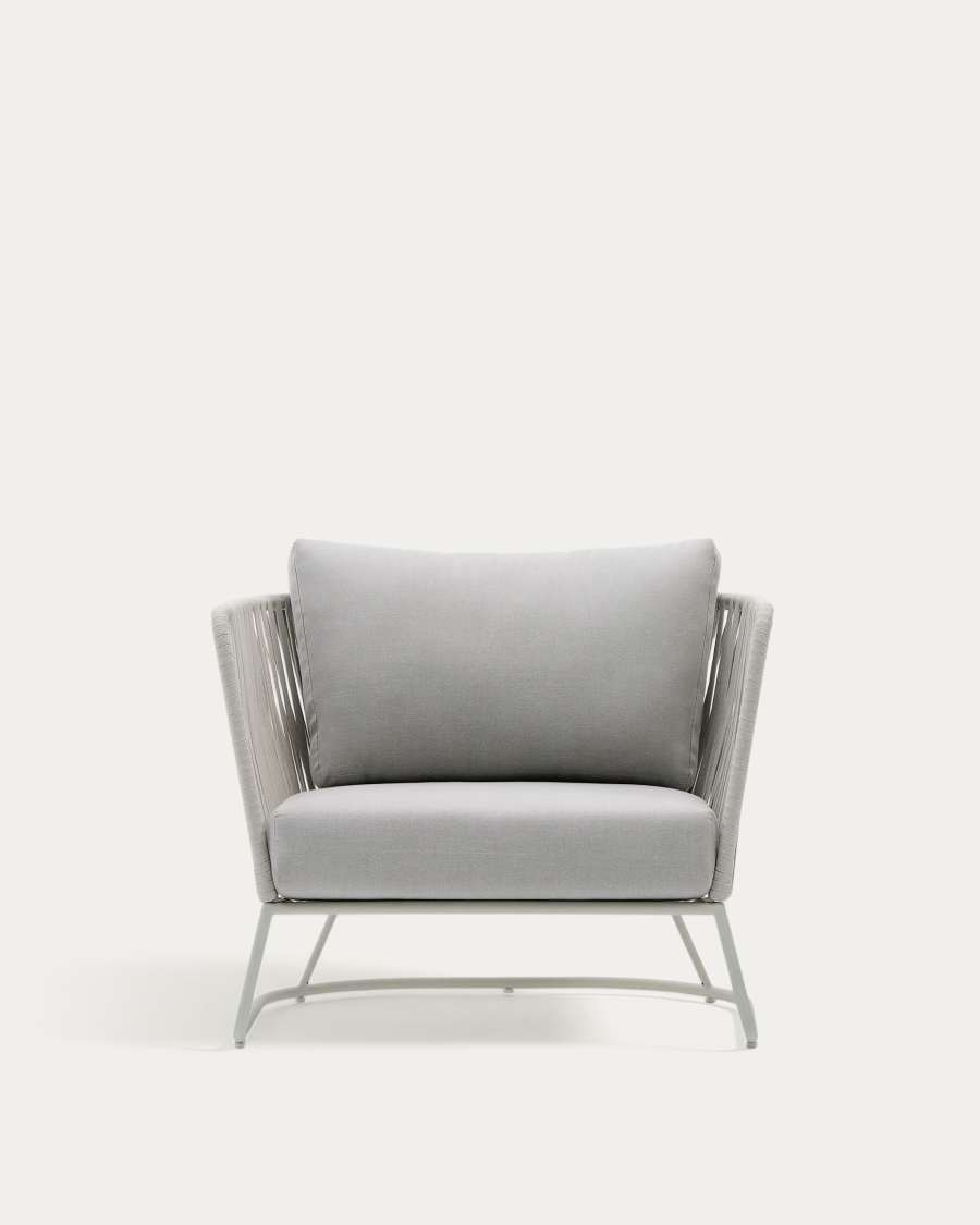 Saconca outdoor armchair in rope cord and grey galvanised steel