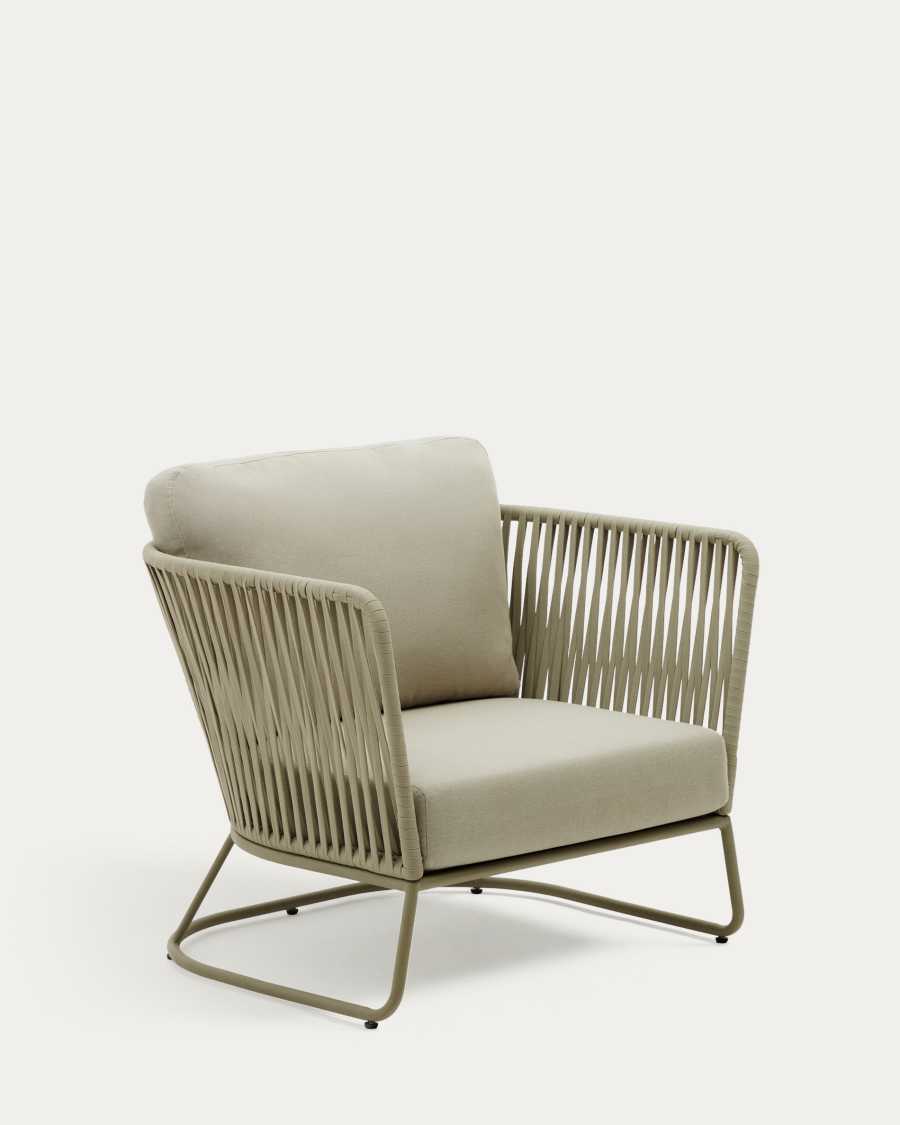 Saconca outdoor armchair made of cord and green galvanised steel