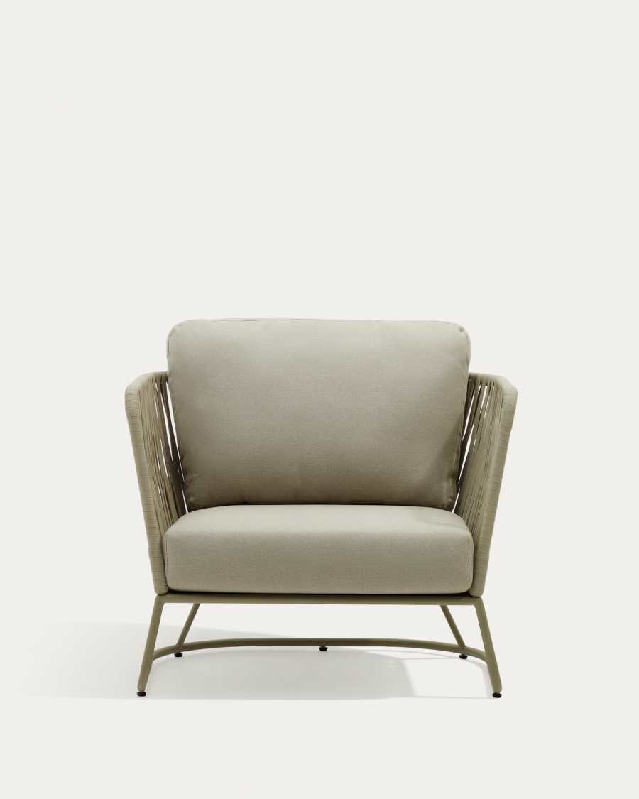 Saconca outdoor armchair made of cord and green galvanised steel